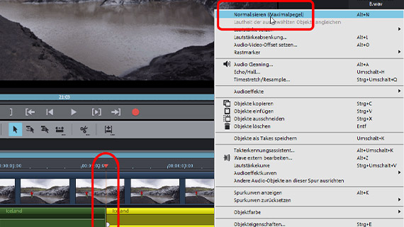 Geschnittenes Audio-Objekt normalisieren Lautstärke automatisch maximieren