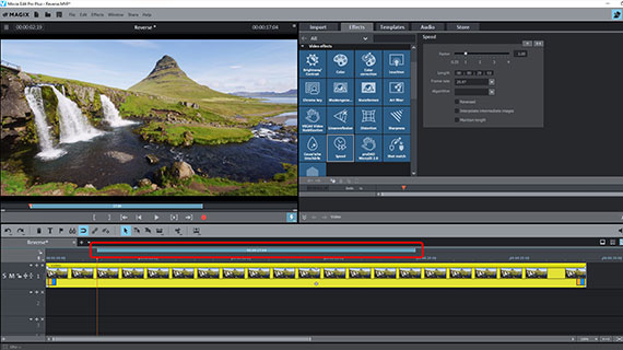 Play video clips in reverse Cutting a backwards section