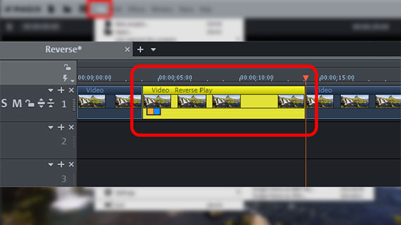 Play and export section of video in reverse Export area