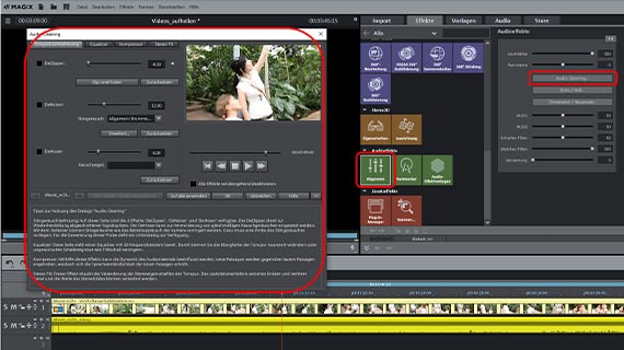 Störgeräuschbefreiung Videoqualität verbessern durch Audioeffekte