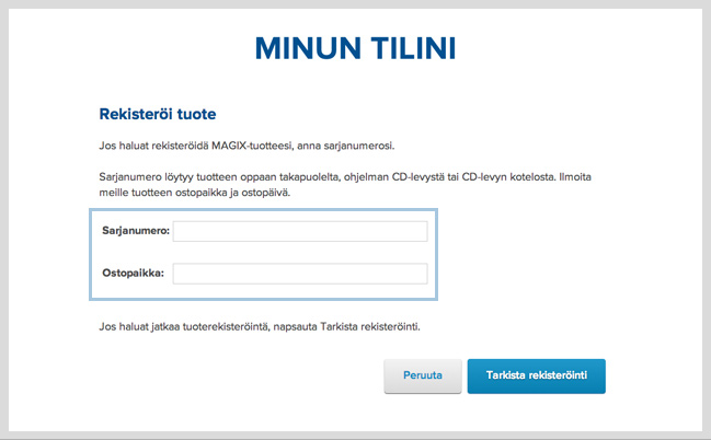 2. Tuoterekisteröinti