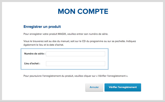 2. Enregistrement du produit