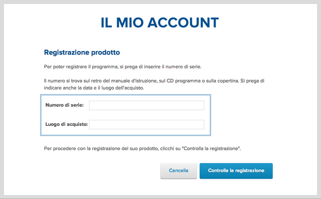 2. Registrazione prodotto