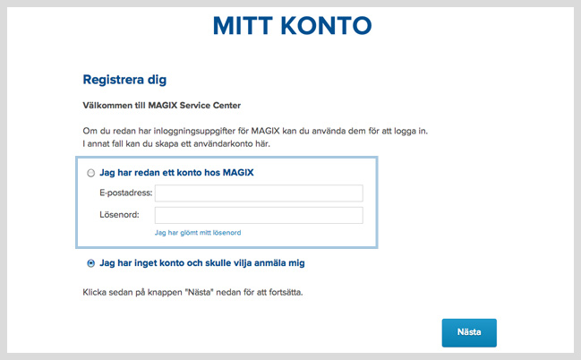 1. Registrering