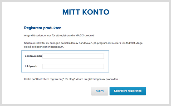 2. Produktregistrering