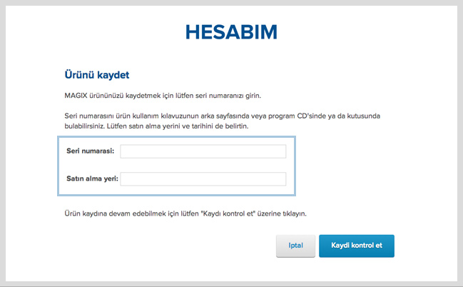 2. Ürün kaydı