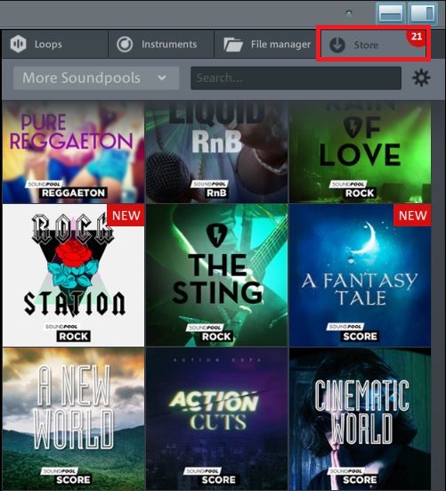 Music Maker In-App Store und Soundpools