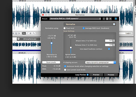 Overview of the Normalize tool interface