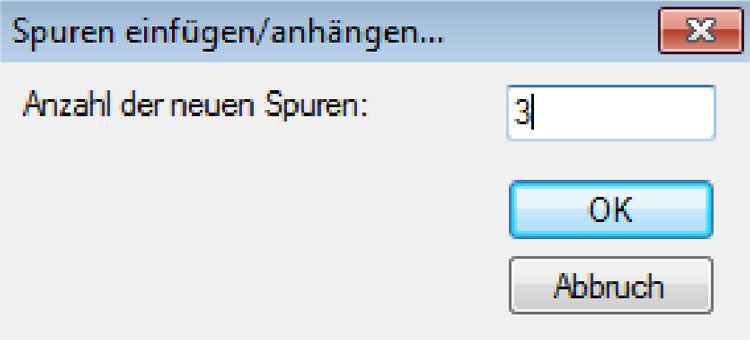 Anzahl der neuen Spuren eingeben