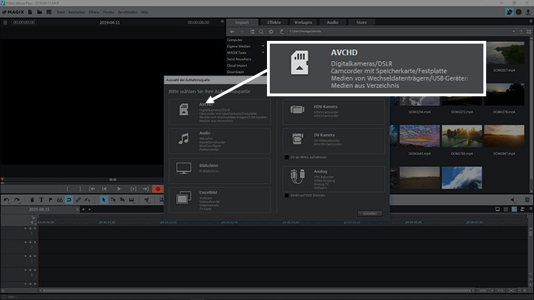 Auswahl der Aufnahmequelle in MAGIX Video deluxe Auswahl der Aufnahmequelle in MAGIX Video deluxe