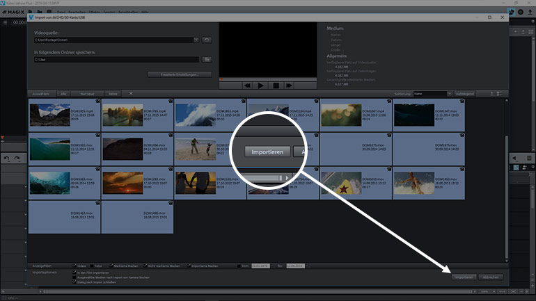 Importieren der Videos vom Smartphone zu MAGIX Video deluxe