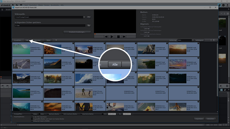 Alle Dateien vom Smartphone in MAGIX Video deluxe importieren