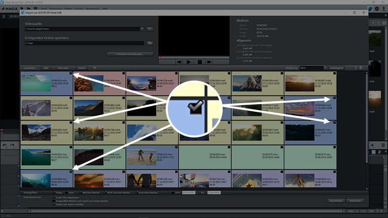 Einzelne Videos vom Smartphone importieren in MAGIX Video deluxe