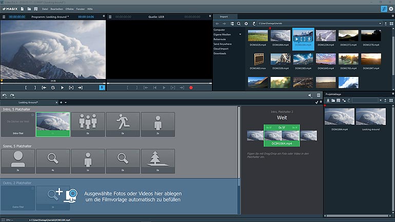 Schnittvorlagen in MAGIX Video Pro X